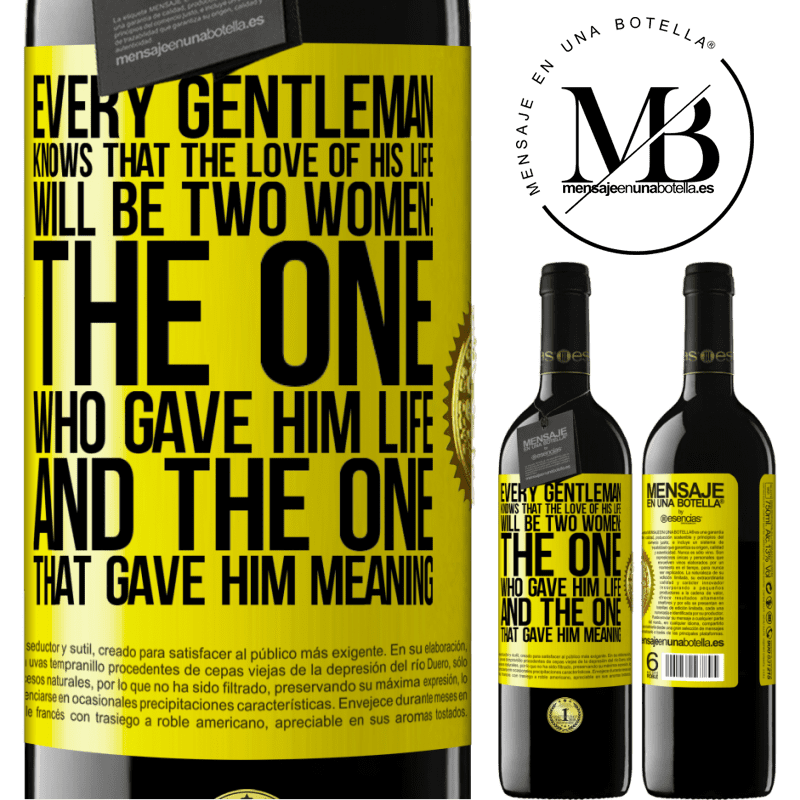 24,95 € Free Shipping | Red Wine RED Edition Crianza 6 Months Every gentleman knows that the love of his life will be two women: the one who gave him life and the one that gave him Yellow Label. Customizable label Aging in oak barrels 6 Months Harvest 2019 Tempranillo