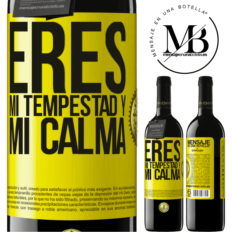 39,95 € Envío gratis | Vino Tinto Edición RED MBE Reserva Eres mi tempestad y mi calma Etiqueta Amarilla. Etiqueta personalizable Reserva 12 Meses Cosecha 2014 Tempranillo