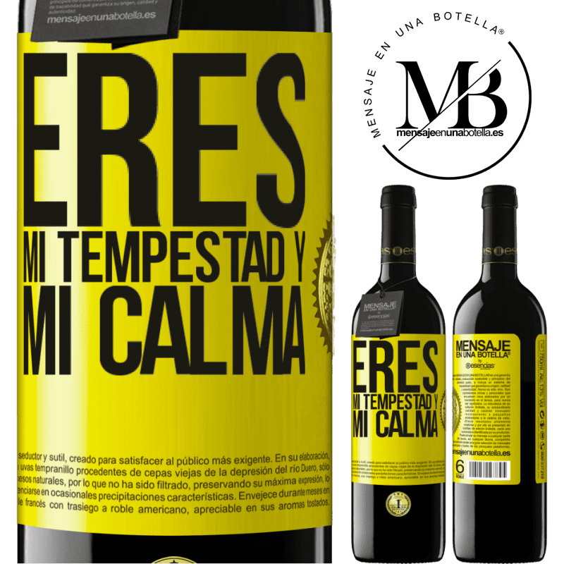 39,95 € Envío gratis | Vino Tinto Edición RED MBE Reserva Eres mi tempestad y mi calma Etiqueta Amarilla. Etiqueta personalizable Reserva 12 Meses Cosecha 2016 Tempranillo