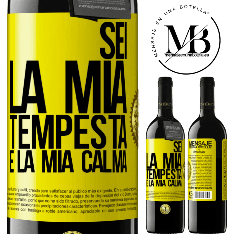 39,95 € Spedizione Gratuita | Vino rosso Edizione RED MBE Riserva Sei la mia tempesta e la mia calma Etichetta Gialla. Etichetta personalizzabile Riserva 12 Mesi Raccogliere 2014 Tempranillo