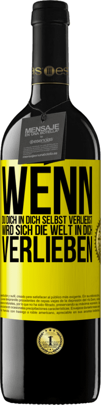 39,95 € Kostenloser Versand | Rotwein RED Ausgabe MBE Reserve Wenn du dich in dich selbst verliebst, wird sich die Welt in dich verlieben Gelbes Etikett. Anpassbares Etikett Reserve 12 Monate Ernte 2015 Tempranillo