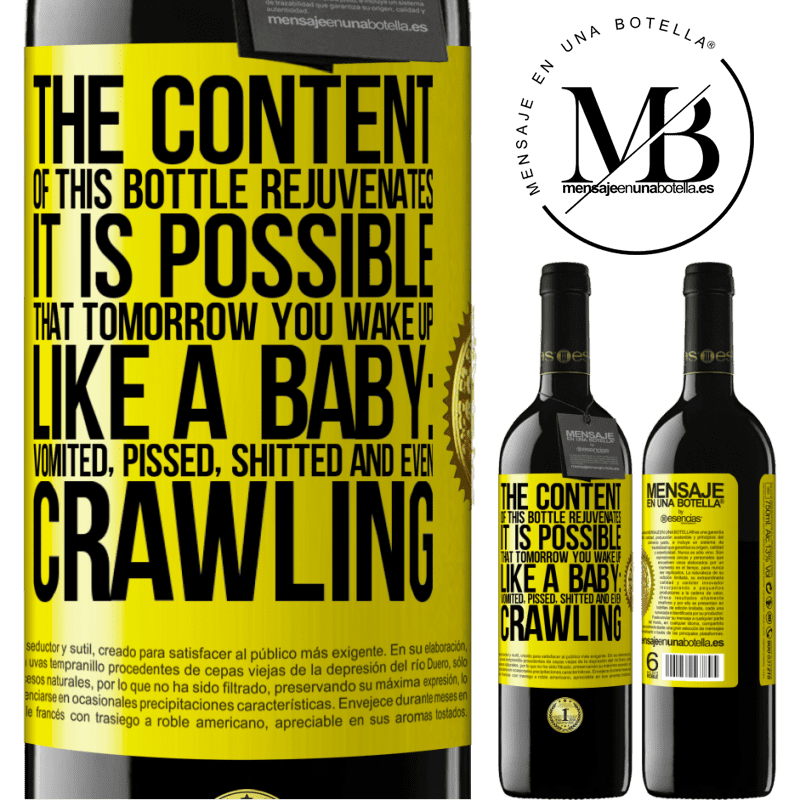 24,95 € Free Shipping | Red Wine RED Edition Crianza 6 Months The content of this bottle rejuvenates. It is possible that tomorrow you wake up like a baby: vomited, pissed, shitted and Yellow Label. Customizable label Aging in oak barrels 6 Months Harvest 2019 Tempranillo