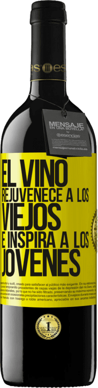 39,95 € | Vino Tinto Edición RED MBE Reserva El vino rejuvenece a los viejos e inspira a los jóvenes Etiqueta Amarilla. Etiqueta personalizable Reserva 12 Meses Cosecha 2014 Tempranillo