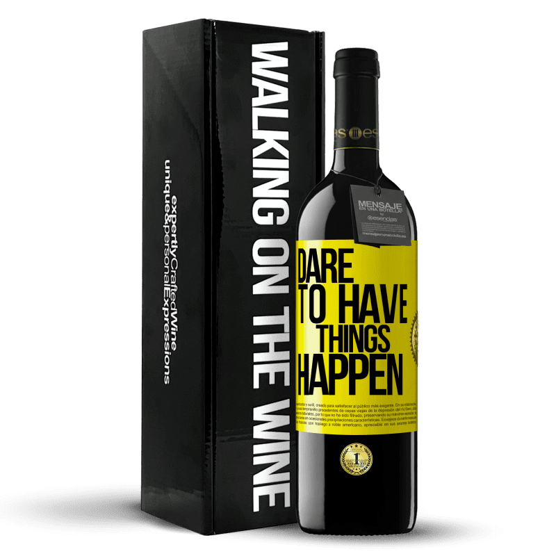 39,95 € Envío gratis | Vino Tinto Edición RED MBE Reserva Dare to have things happen Etiqueta Amarilla. Etiqueta personalizable Reserva 12 Meses Cosecha 2015 Tempranillo