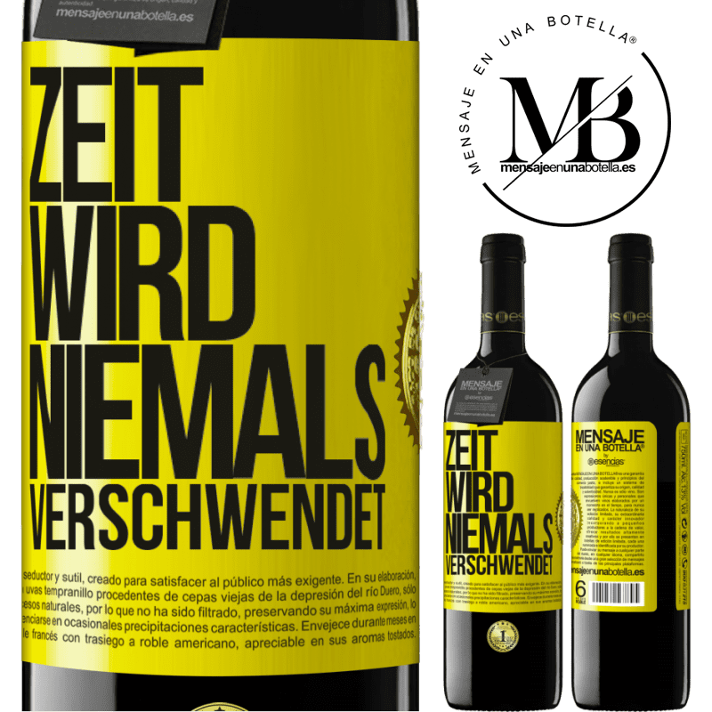 39,95 € Kostenloser Versand | Rotwein RED Ausgabe MBE Reserve Zeit wird niemals verschwendet Gelbes Etikett. Anpassbares Etikett Reserve 12 Monate Ernte 2014 Tempranillo