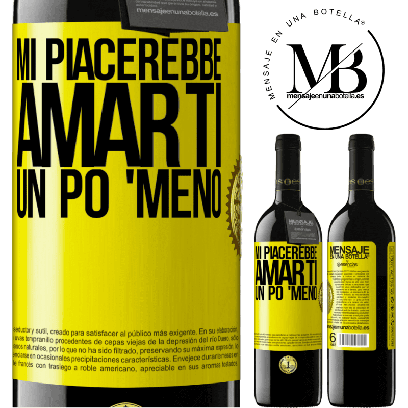 39,95 € Spedizione Gratuita | Vino rosso Edizione RED MBE Riserva Mi piacerebbe amarti un po 'meno Etichetta Gialla. Etichetta personalizzabile Riserva 12 Mesi Raccogliere 2014 Tempranillo