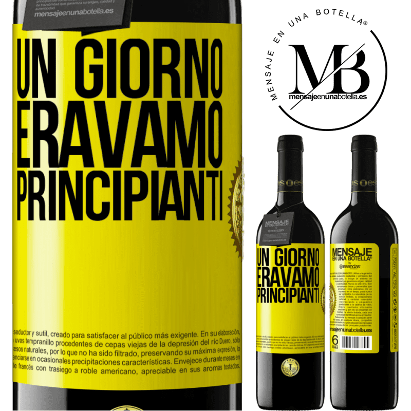 39,95 € Spedizione Gratuita | Vino rosso Edizione RED MBE Riserva Un giorno eravamo principianti Etichetta Gialla. Etichetta personalizzabile Riserva 12 Mesi Raccogliere 2015 Tempranillo