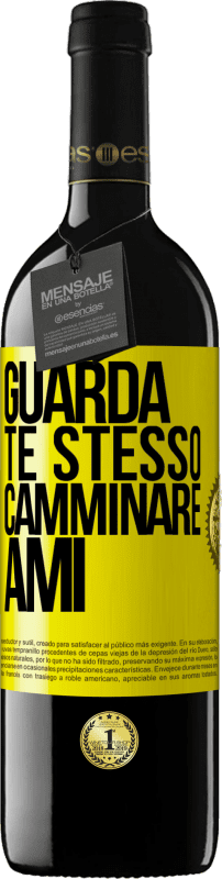 39,95 € | Vino rosso Edizione RED MBE Riserva Guarda te stesso camminare. Ami Etichetta Gialla. Etichetta personalizzabile Riserva 12 Mesi Raccogliere 2015 Tempranillo