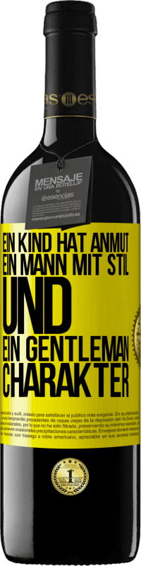 Kostenloser Versand | Rotwein RED Ausgabe MBE Reserve Ein Kind hat Anmut, ein Mann mit Stil und ein Gentleman Charakter Gelbes Etikett. Anpassbares Etikett Reserve 12 Monate Ernte 2014 Tempranillo