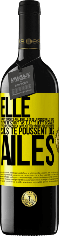 39,95 € | Vin rouge Édition RED MBE Réserve Elle apporte du Rock & Roll en elle et de la poésie sur les lèvres. Elle ne te sourit pas, elle te jette des balles et tu meurs Étiquette Jaune. Étiquette personnalisable Réserve 12 Mois Récolte 2016 Tempranillo