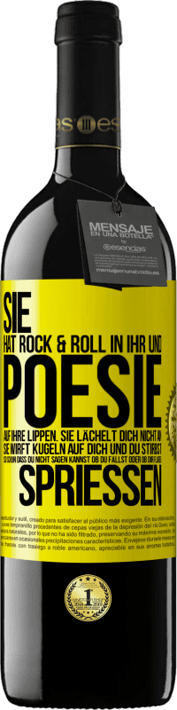 39,95 € Kostenloser Versand | Rotwein RED Ausgabe MBE Reserve Sie hat Rock & Roll in ihr und Poesie auf ihre Lippen. Sie lächelt dich nicht an, sie wirft Kugeln auf dich und du stirbst so sc Gelbes Etikett. Anpassbares Etikett Reserve 12 Monate Ernte 2014 Tempranillo