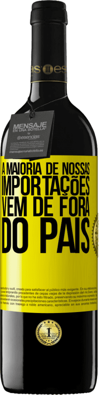 39,95 € | Vinho tinto Edição RED MBE Reserva A maioria de nossas importações vem de fora do país Etiqueta Amarela. Etiqueta personalizável Reserva 12 Meses Colheita 2016 Tempranillo