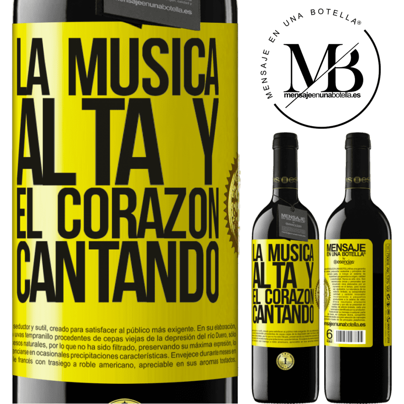 39,95 € Envío gratis | Vino Tinto Edición RED MBE Reserva La música alta y el corazón cantando Etiqueta Amarilla. Etiqueta personalizable Reserva 12 Meses Cosecha 2014 Tempranillo