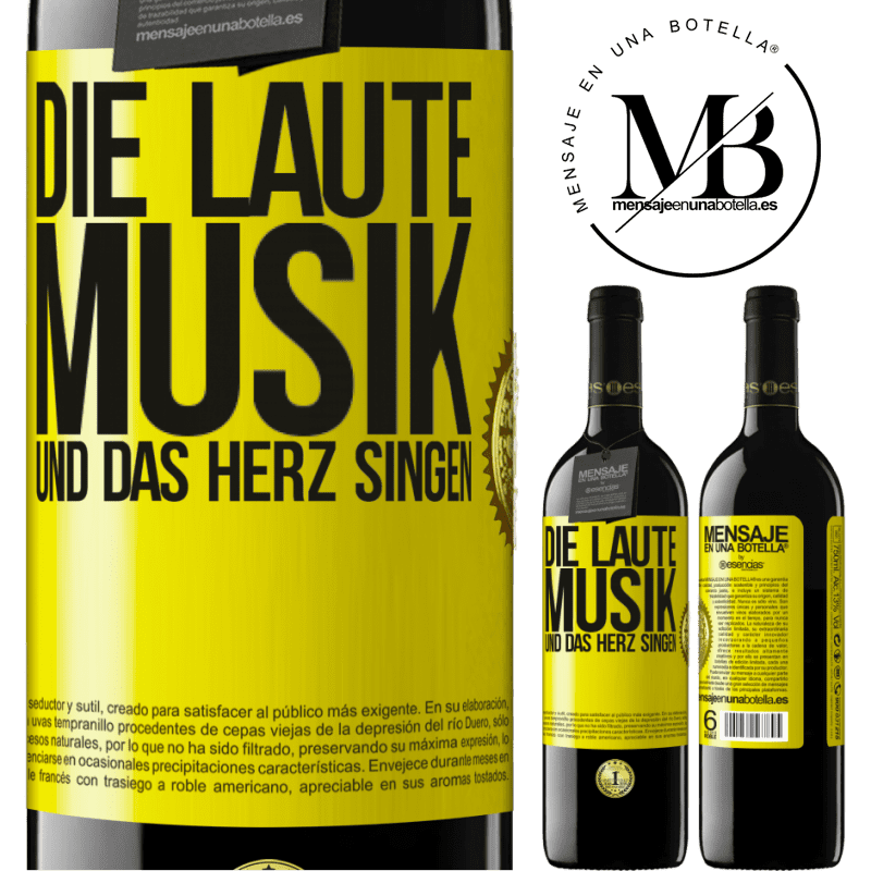 39,95 € Kostenloser Versand | Rotwein RED Ausgabe MBE Reserve Musik laut und Herz singend Gelbes Etikett. Anpassbares Etikett Reserve 12 Monate Ernte 2014 Tempranillo