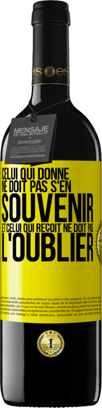 39,95 € | Vin rouge Édition RED MBE Réserve Celui qui donne ne doit pas s'en souvenir et celui qui reçoit ne doit pas l'oublier Étiquette Jaune. Étiquette personnalisable Réserve 12 Mois Récolte 2015 Tempranillo