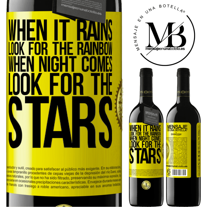 24,95 € Free Shipping | Red Wine RED Edition Crianza 6 Months When it rains, look for the rainbow, when night comes, look for the stars Yellow Label. Customizable label Aging in oak barrels 6 Months Harvest 2019 Tempranillo