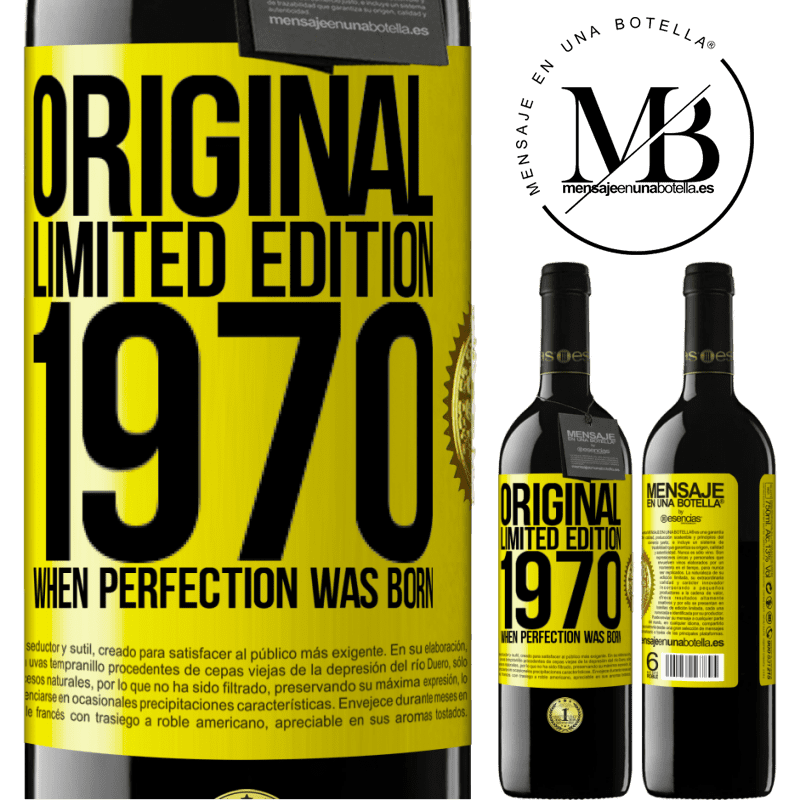 24,95 € Free Shipping | Red Wine RED Edition Crianza 6 Months Original. Limited edition. 1970. When perfection was born Yellow Label. Customizable label Aging in oak barrels 6 Months Harvest 2019 Tempranillo