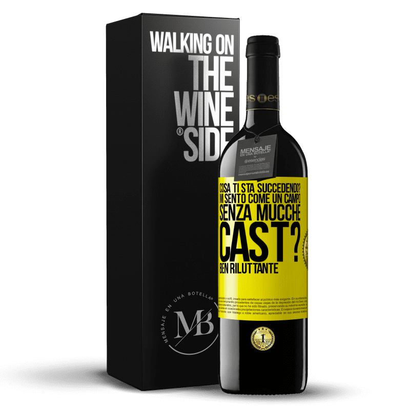 39,95 € Spedizione Gratuita | Vino rosso Edizione RED MBE Riserva Cosa ti sta succedendo? Mi sento come un campo senza mucche. Cast? Ben riluttante Etichetta Gialla. Etichetta personalizzabile Riserva 12 Mesi Raccogliere 2014 Tempranillo