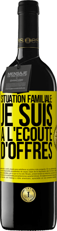 39,95 € Envoi gratuit | Vin rouge Édition RED MBE Réserve Situation familiale: je suis à l'écoute d'offres Étiquette Jaune. Étiquette personnalisable Réserve 12 Mois Récolte 2016 Tempranillo