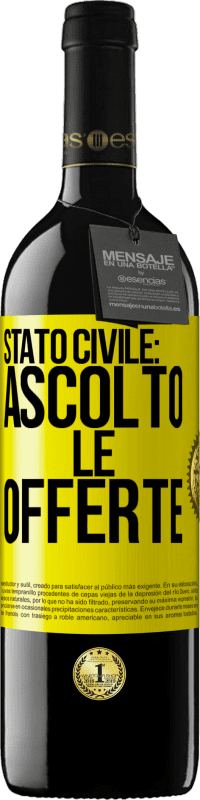 Spedizione Gratuita | Vino rosso Edizione RED MBE Riserva Stato civile: ascolto le offerte Etichetta Gialla. Etichetta personalizzabile Riserva 12 Mesi Raccogliere 2014 Tempranillo