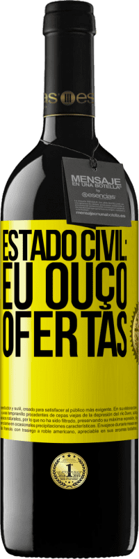 39,95 € Envio grátis | Vinho tinto Edição RED MBE Reserva Estado civil: eu ouço ofertas Etiqueta Amarela. Etiqueta personalizável Reserva 12 Meses Colheita 2016 Tempranillo