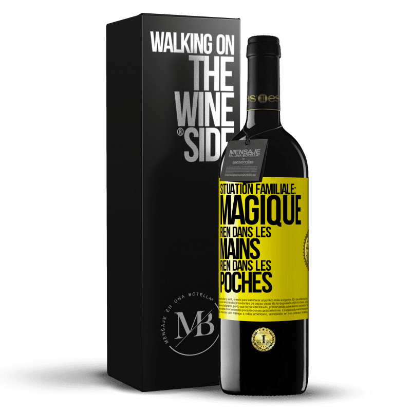 39,95 € Envoi gratuit | Vin rouge Édition RED MBE Réserve Situation familiale: magique. Rien dans les mains, rien dans les poches Étiquette Jaune. Étiquette personnalisable Réserve 12 Mois Récolte 2015 Tempranillo