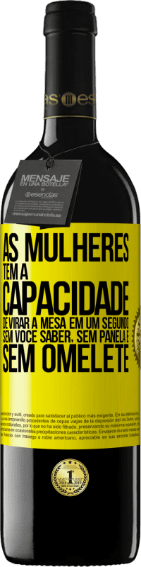 39,95 € | Vinho tinto Edição RED MBE Reserva As mulheres têm a capacidade de virar a mesa em um segundo. Sem você saber, sem panela e sem omelete Etiqueta Amarela. Etiqueta personalizável Reserva 12 Meses Colheita 2016 Tempranillo