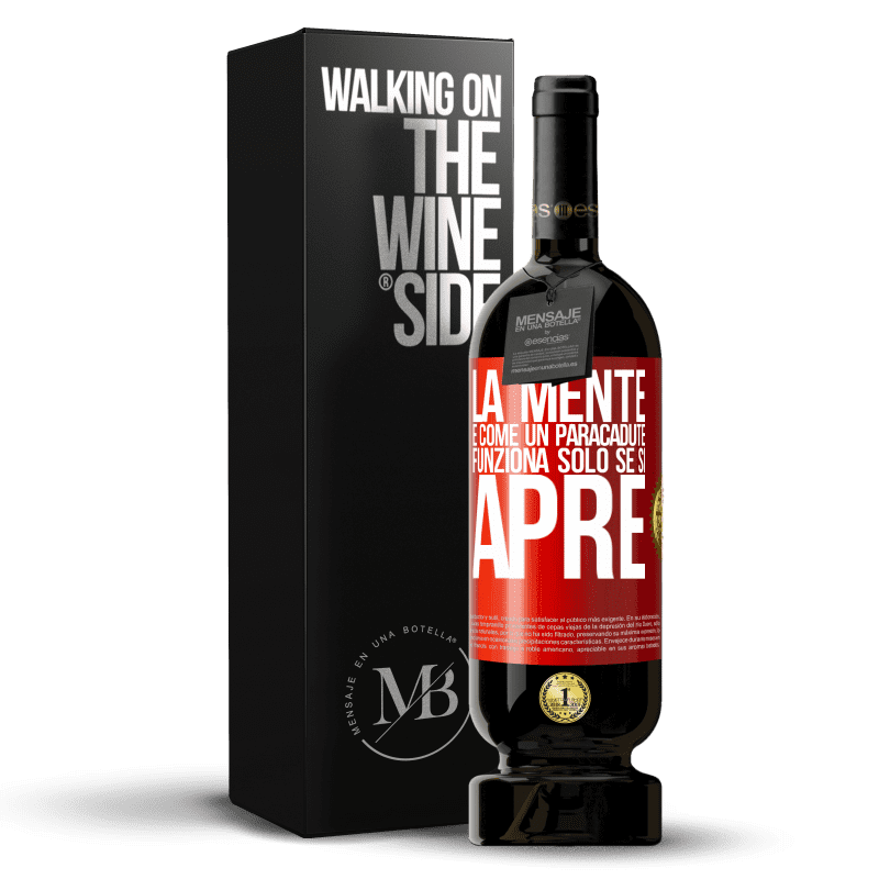 49,95 € Spedizione Gratuita | Vino rosso Edizione Premium MBS® Riserva La mente è come un paracadute. Funziona solo se si apre Etichetta Rossa. Etichetta personalizzabile Riserva 12 Mesi Raccogliere 2015 Tempranillo