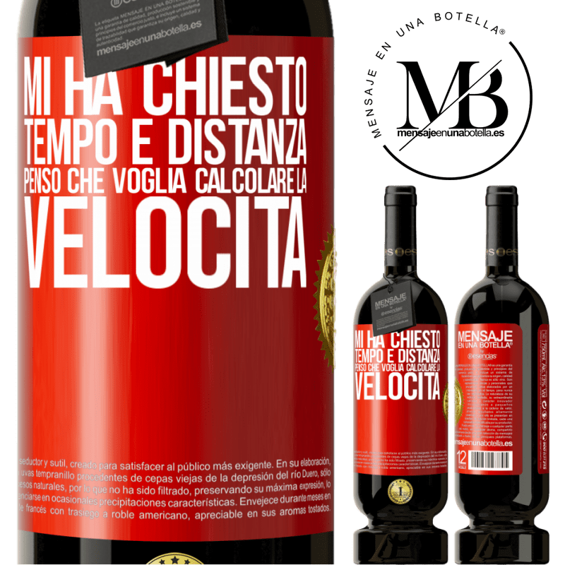 49,95 € Spedizione Gratuita | Vino rosso Edizione Premium MBS® Riserva Mi ha chiesto tempo e distanza. Penso che voglia calcolare la velocità Etichetta Rossa. Etichetta personalizzabile Riserva 12 Mesi Raccogliere 2014 Tempranillo