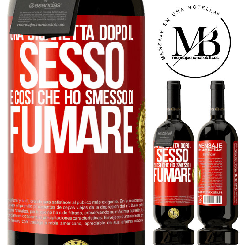 49,95 € Spedizione Gratuita | Vino rosso Edizione Premium MBS® Riserva Una sigaretta dopo il sesso. È così che ho smesso di fumare Etichetta Rossa. Etichetta personalizzabile Riserva 12 Mesi Raccogliere 2016 Tempranillo