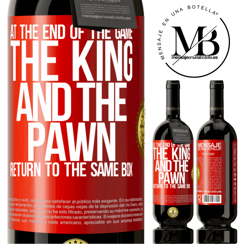 49,95 € Free Shipping | Red Wine Premium Edition MBS® Reserve At the end of the game, the king and the pawn return to the same box Red Label. Customizable label Reserve 12 Months Harvest 2014 Tempranillo