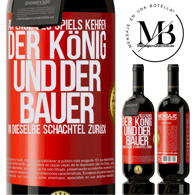 49,95 € Kostenloser Versand | Rotwein Premium Ausgabe MBS® Reserve Am Ende des Spiels kehren der König und der Bauer in dieselbe Schachtel zurück Rote Markierung. Anpassbares Etikett Reserve 12 Monate Ernte 2014 Tempranillo