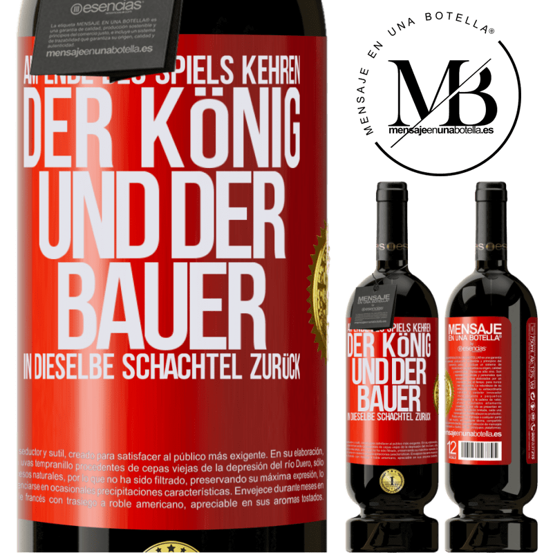 49,95 € Kostenloser Versand | Rotwein Premium Ausgabe MBS® Reserve Am Ende des Spiels kehren der König und der Bauer in dieselbe Schachtel zurück Rote Markierung. Anpassbares Etikett Reserve 12 Monate Ernte 2016 Tempranillo