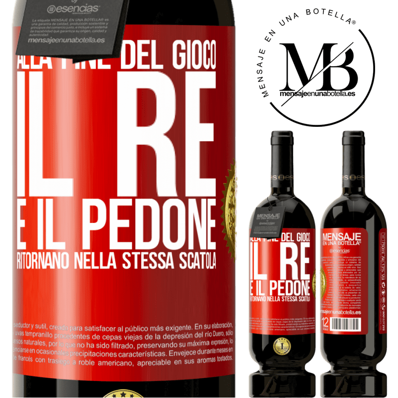 49,95 € Spedizione Gratuita | Vino rosso Edizione Premium MBS® Riserva Alla fine del gioco, il re e il pedone ritornano nella stessa scatola Etichetta Rossa. Etichetta personalizzabile Riserva 12 Mesi Raccogliere 2014 Tempranillo