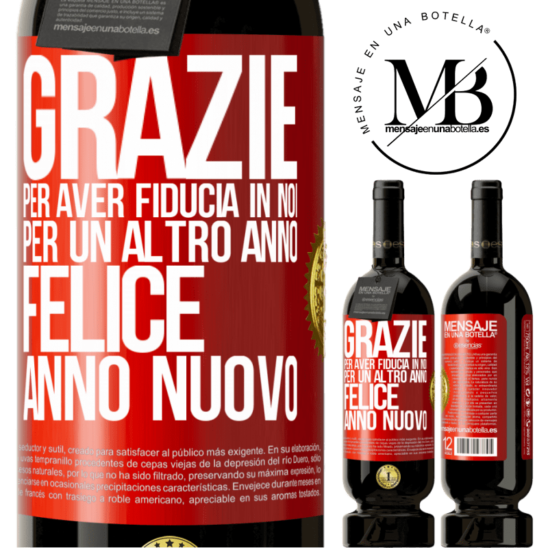 49,95 € Spedizione Gratuita | Vino rosso Edizione Premium MBS® Riserva Grazie per aver fiducia in noi per un altro anno. Felice anno nuovo Etichetta Rossa. Etichetta personalizzabile Riserva 12 Mesi Raccogliere 2014 Tempranillo