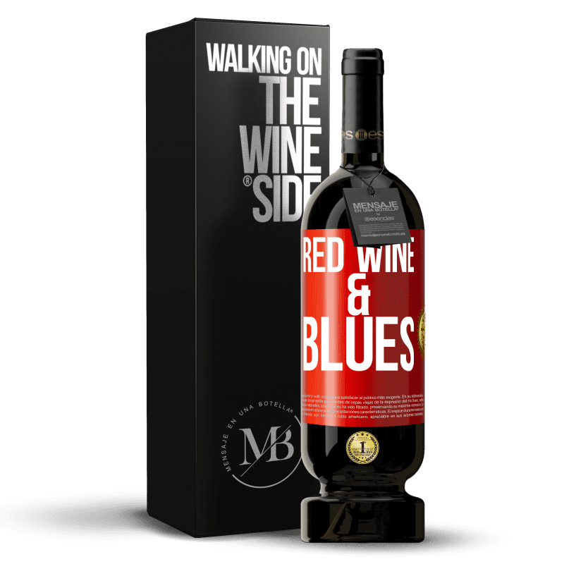49,95 € Spedizione Gratuita | Vino rosso Edizione Premium MBS® Riserva Red wine & Blues Etichetta Rossa. Etichetta personalizzabile Riserva 12 Mesi Raccogliere 2014 Tempranillo