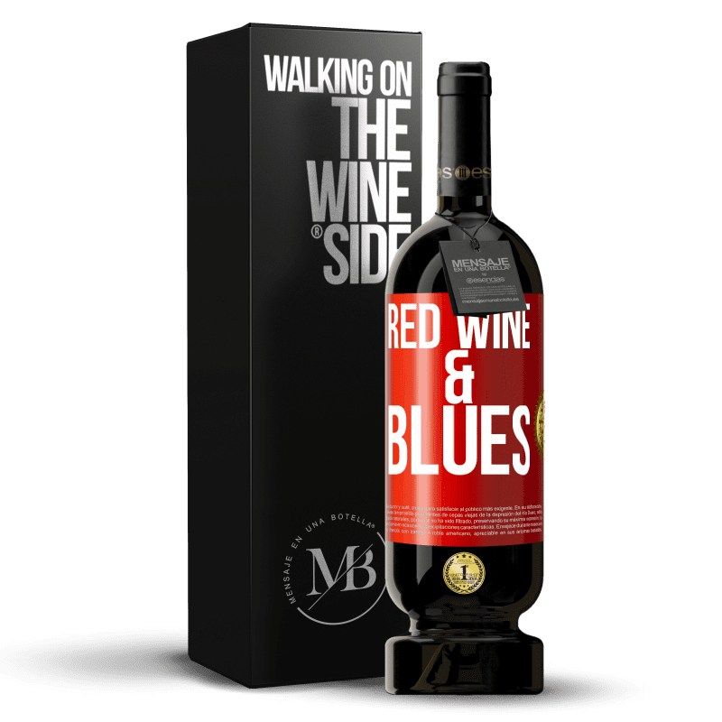 49,95 € Spedizione Gratuita | Vino rosso Edizione Premium MBS® Riserva Red wine & Blues Etichetta Rossa. Etichetta personalizzabile Riserva 12 Mesi Raccogliere 2015 Tempranillo