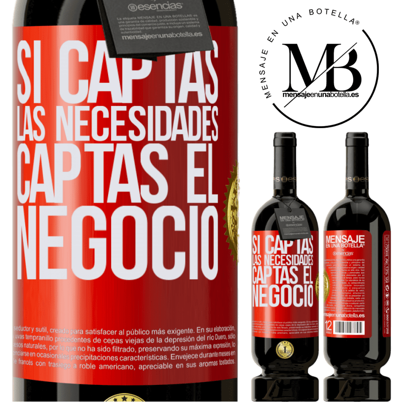 49,95 € Envío gratis | Vino Tinto Edición Premium MBS® Reserva Si captas las necesidades, captas el negocio Etiqueta Roja. Etiqueta personalizable Reserva 12 Meses Cosecha 2016 Tempranillo