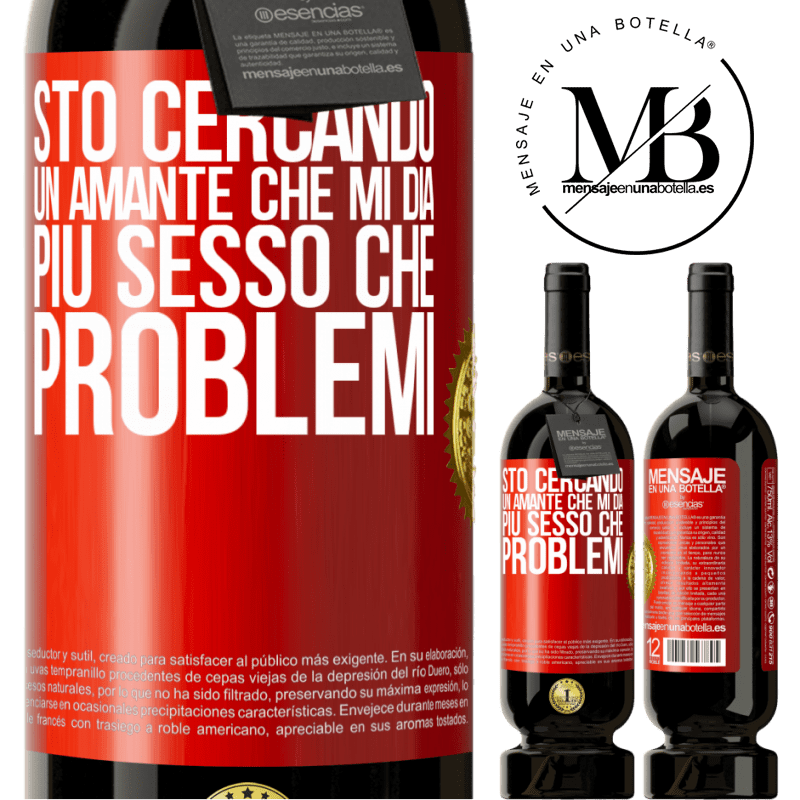 49,95 € Spedizione Gratuita | Vino rosso Edizione Premium MBS® Riserva Sto cercando un amante che mi dia più sesso che problemi Etichetta Rossa. Etichetta personalizzabile Riserva 12 Mesi Raccogliere 2014 Tempranillo