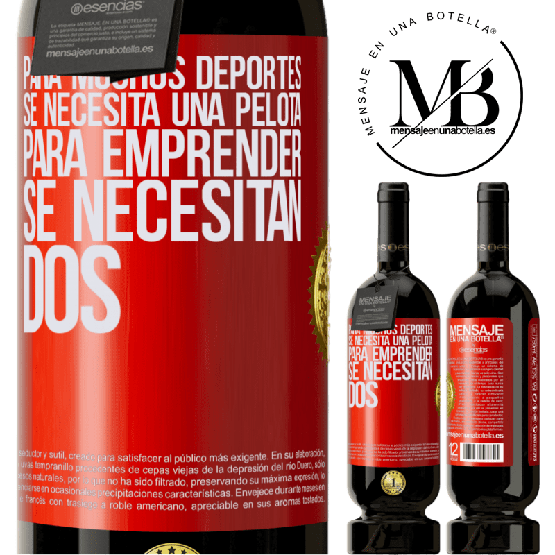 49,95 € Envío gratis | Vino Tinto Edición Premium MBS® Reserva Para muchos deportes se necesita una pelota. Para emprender, se necesitan dos Etiqueta Roja. Etiqueta personalizable Reserva 12 Meses Cosecha 2015 Tempranillo