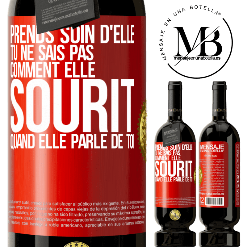 49,95 € Envoi gratuit | Vin rouge Édition Premium MBS® Réserve Prends soin d'elle. Tu ne sais pas comment elle sourit quand elle parle de toi Étiquette Rouge. Étiquette personnalisable Réserve 12 Mois Récolte 2015 Tempranillo