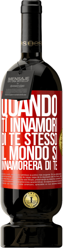 Spedizione Gratuita | Vino rosso Edizione Premium MBS® Riserva Quando ti innamori di te stesso, il mondo si innamorerà di te Etichetta Rossa. Etichetta personalizzabile Riserva 12 Mesi Raccogliere 2014 Tempranillo