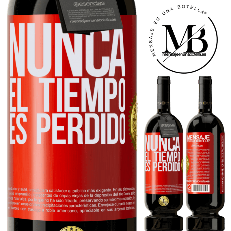 49,95 € Envío gratis | Vino Tinto Edición Premium MBS® Reserva Nunca el tiempo es perdido Etiqueta Roja. Etiqueta personalizable Reserva 12 Meses Cosecha 2014 Tempranillo