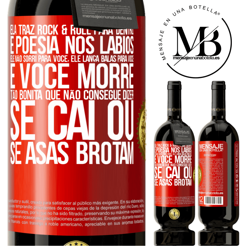 49,95 € Envio grátis | Vinho tinto Edição Premium MBS® Reserva Ela traz Rock & Roll para dentro e poesia nos lábios. Ele não sorri para você, ele lança balas para você e você morre tão Etiqueta Vermelha. Etiqueta personalizável Reserva 12 Meses Colheita 2014 Tempranillo