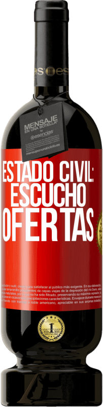 49,95 € Envío gratis | Vino Tinto Edición Premium MBS® Reserva Estado civil: escucho ofertas Etiqueta Roja. Etiqueta personalizable Reserva 12 Meses Cosecha 2016 Tempranillo