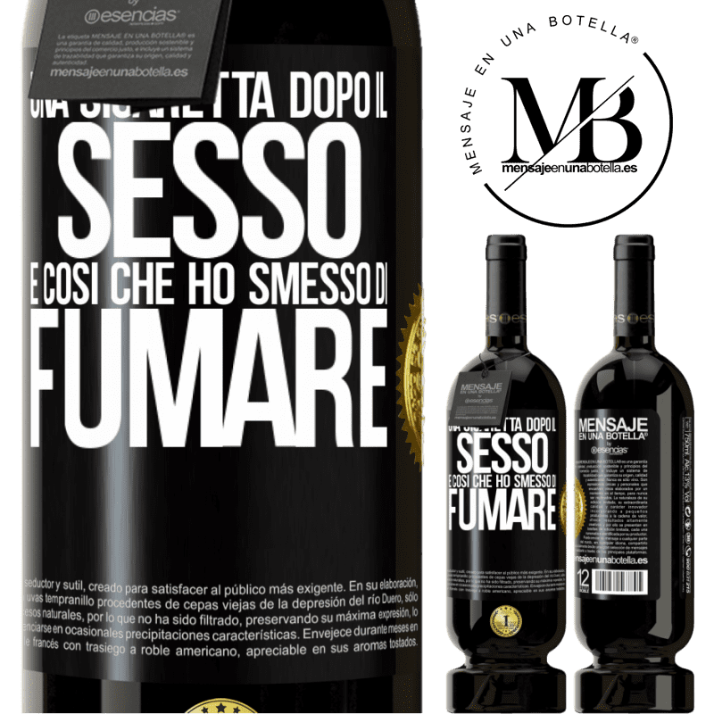 49,95 € Spedizione Gratuita | Vino rosso Edizione Premium MBS® Riserva Una sigaretta dopo il sesso. È così che ho smesso di fumare Etichetta Nera. Etichetta personalizzabile Riserva 12 Mesi Raccogliere 2014 Tempranillo