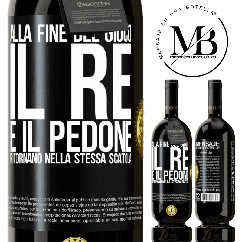 49,95 € Spedizione Gratuita | Vino rosso Edizione Premium MBS® Riserva Alla fine del gioco, il re e il pedone ritornano nella stessa scatola Etichetta Nera. Etichetta personalizzabile Riserva 12 Mesi Raccogliere 2014 Tempranillo