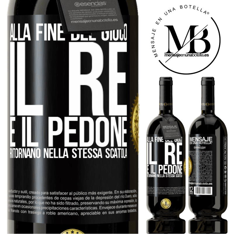 49,95 € Spedizione Gratuita | Vino rosso Edizione Premium MBS® Riserva Alla fine del gioco, il re e il pedone ritornano nella stessa scatola Etichetta Nera. Etichetta personalizzabile Riserva 12 Mesi Raccogliere 2016 Tempranillo