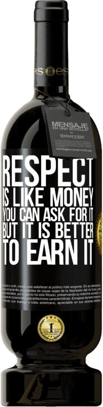 49,95 € | Red Wine Premium Edition MBS® Reserve Respect is like money. You can ask for it, but it is better to earn it Black Label. Customizable label Reserve 12 Months Harvest 2015 Tempranillo