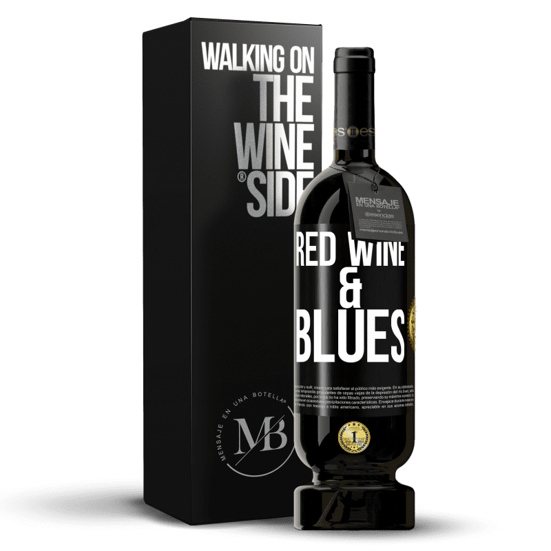 49,95 € Spedizione Gratuita | Vino rosso Edizione Premium MBS® Riserva Red wine & Blues Etichetta Nera. Etichetta personalizzabile Riserva 12 Mesi Raccogliere 2014 Tempranillo